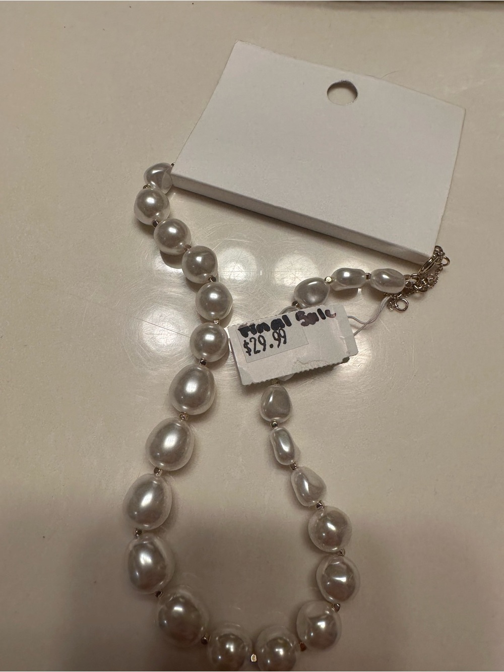 LOFT Pearl Necklace - Cream Luster Faux Pearls - Picture 3 of 3